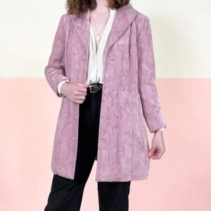 Vintage Jacquard Woven Knit Floral Peacoat Trench Jacket Blazer Coat Fairycore